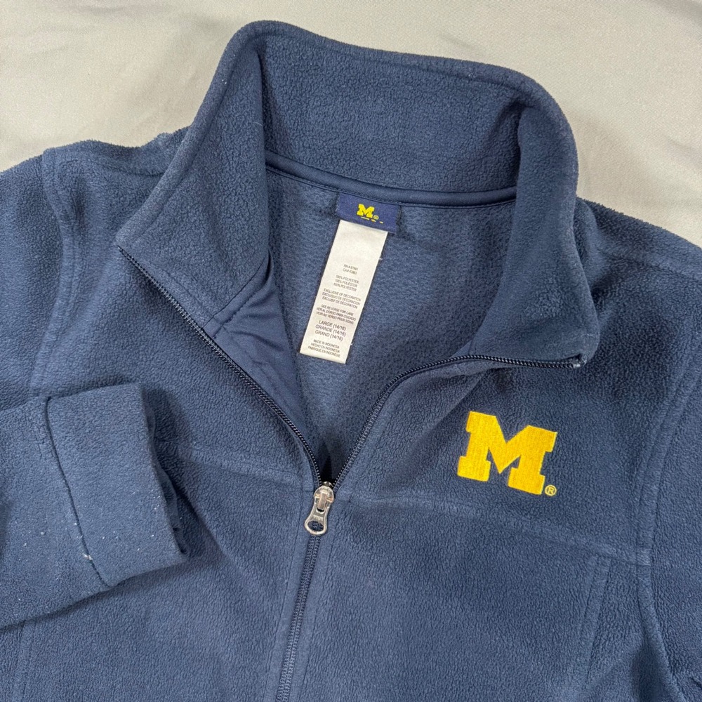 Michigan‎ University Wolverines Fleece Full Zip Jacket Blue College Adult Large